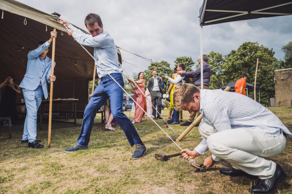 Tent terug opzetten huwelijksreceptie